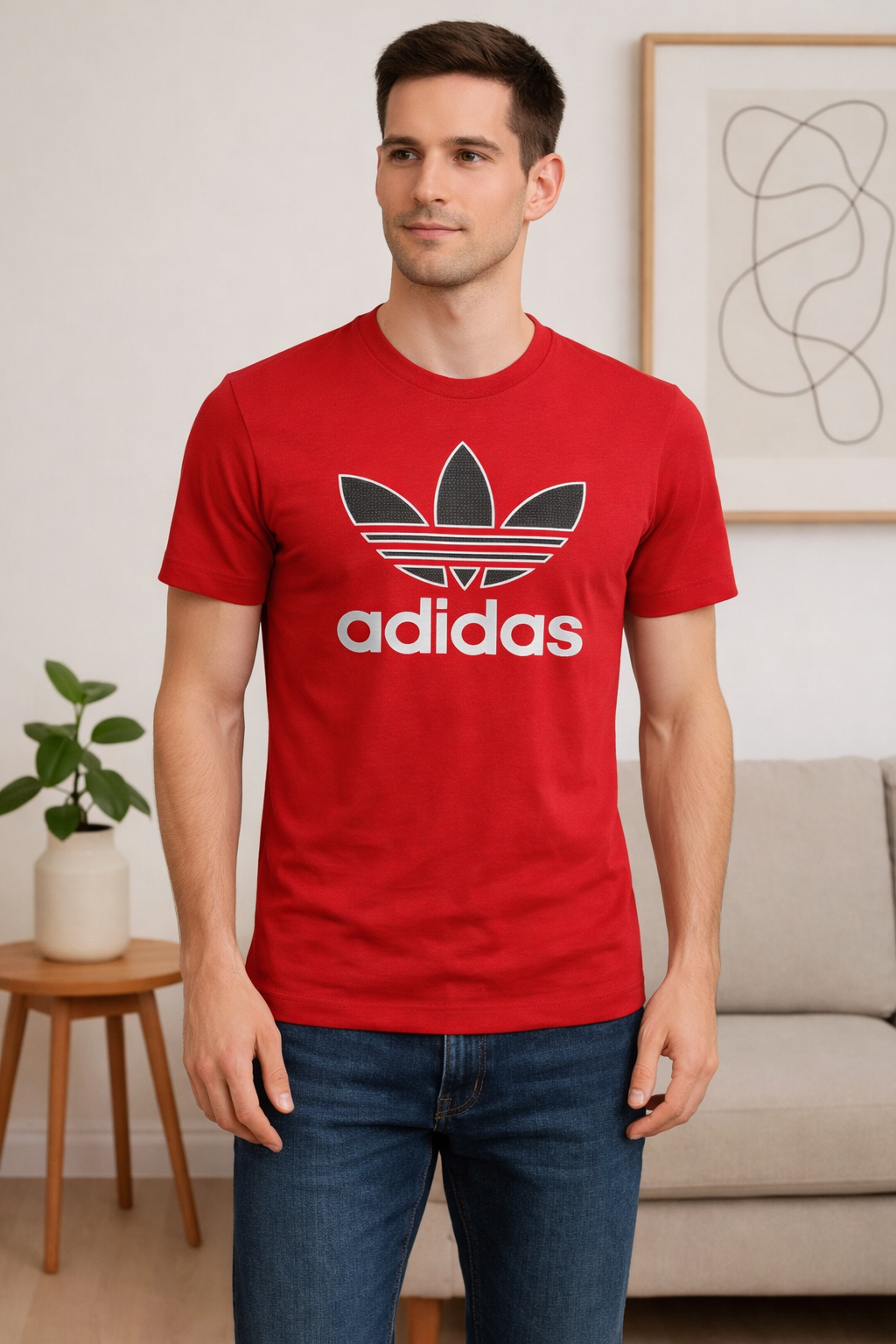 ADIDAS Regular Fit Round Neck Cotton T Shirt