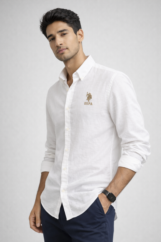 U.S. Polo Assn. White Linen Shirt – Premium Casual Shirt