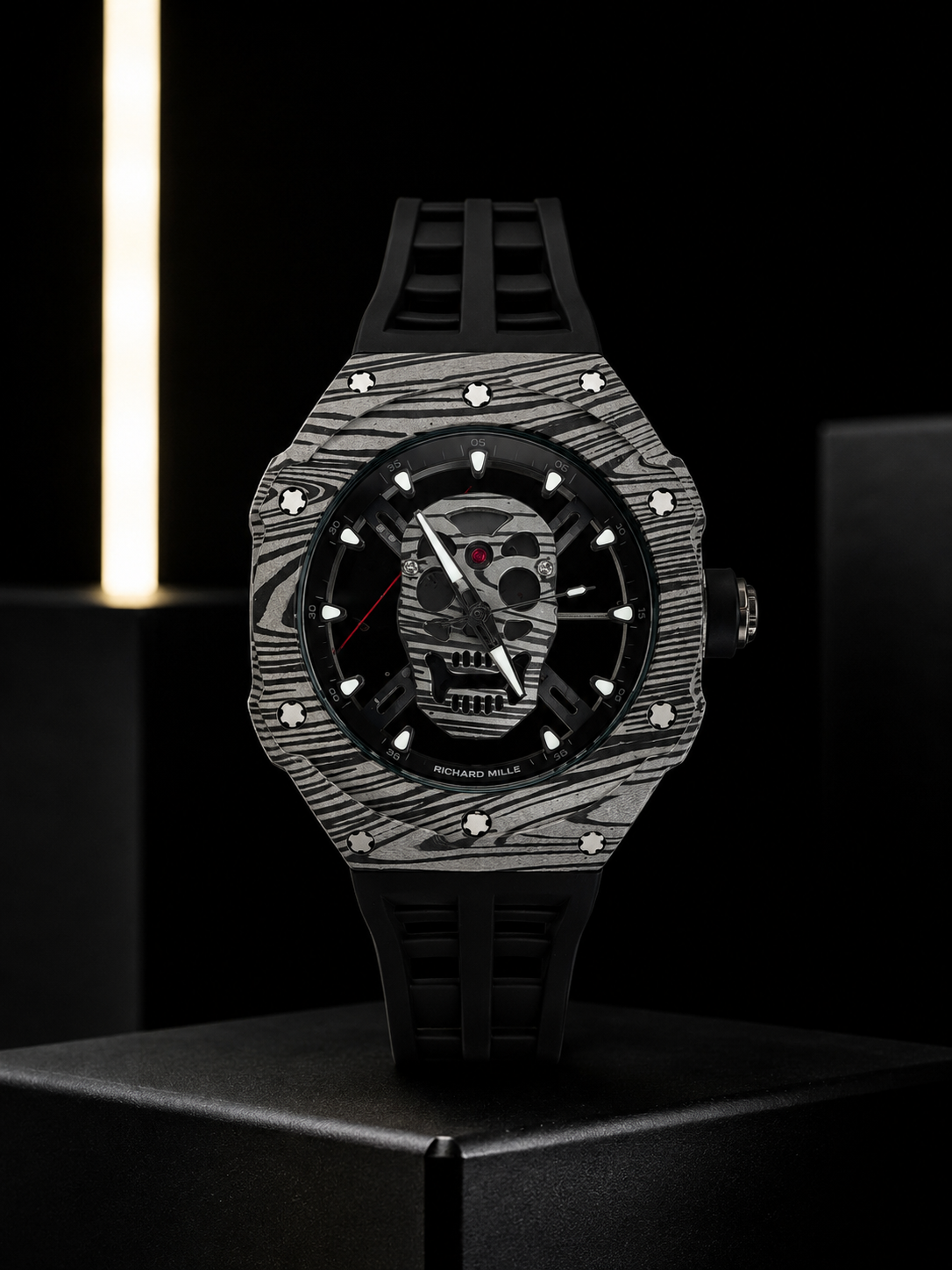 Richard Mille RM 052 Replica Watch – Skeleton Tourbillon, Skull Face, Black  Rubber Strap, AAAAA Quality