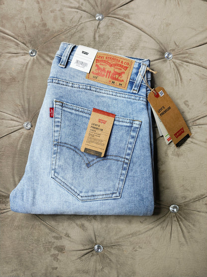 Levis Mens 505 Mid Rise Straight Fit Cotton Stretch Blend Jeans