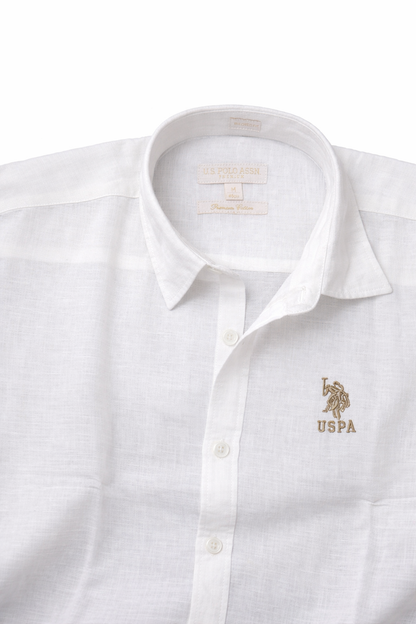 U.S. Polo Assn. White Linen Shirt – Premium Casual Shirt