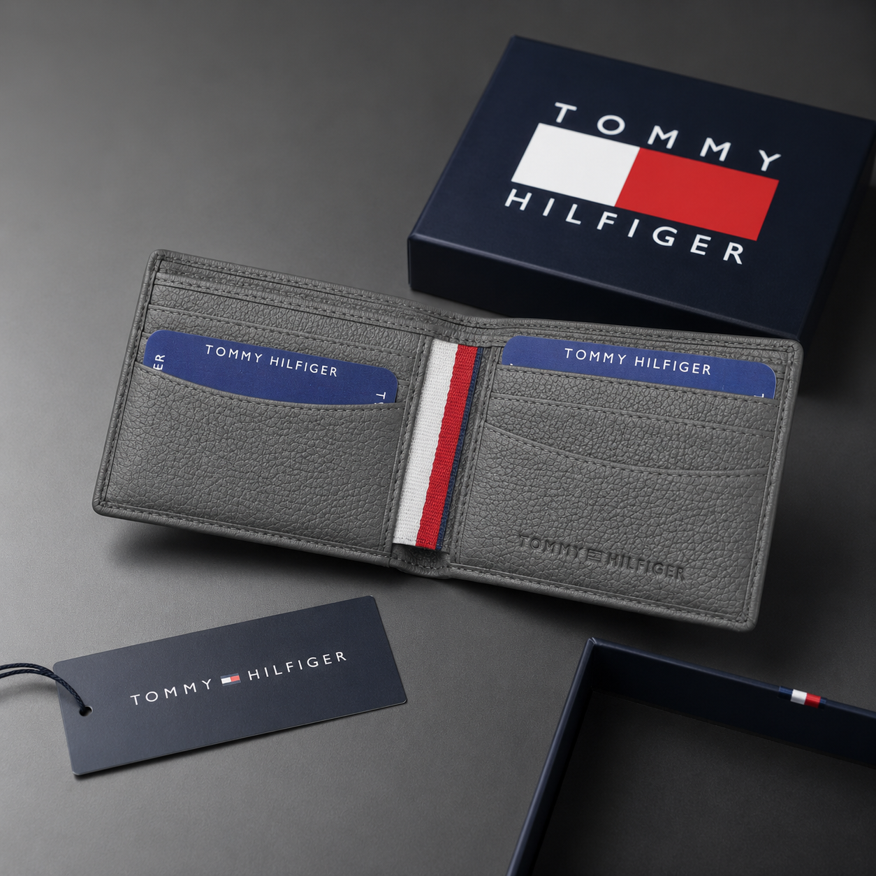 Tommy Hilfiger Lannon Men Leather Global Textured Wallet - Grey