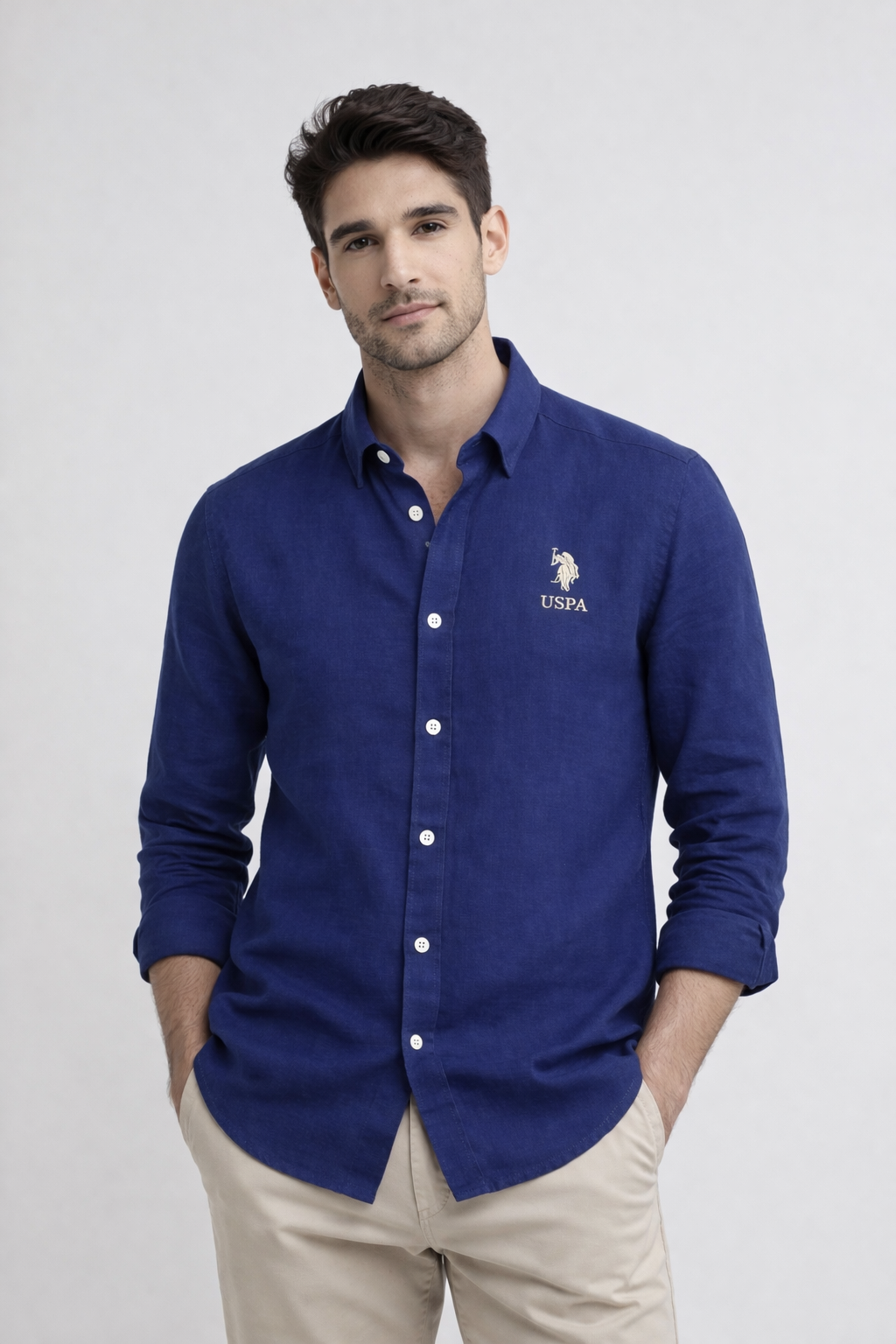 U.S. Polo Assn. Navy Blue Linen Shirt
