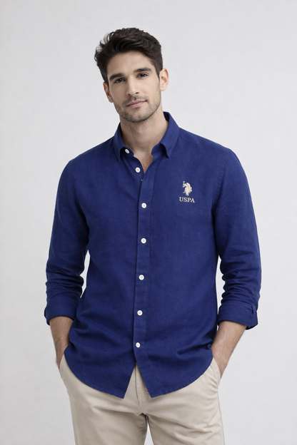 U.S. Polo Assn. Navy Blue Linen Shirt