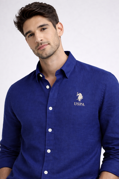 U.S. Polo Assn. Navy Blue Linen Shirt