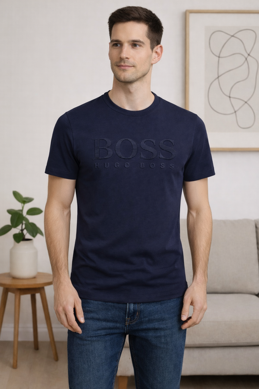 BOSS Regular Fit Round Neck Cotton T-Shirt