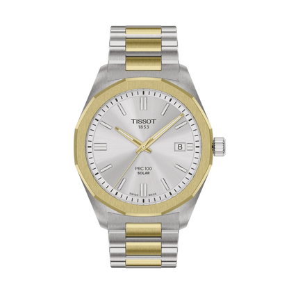 Tissot PRC 100 Solar 39mm Silver & Gold Dail