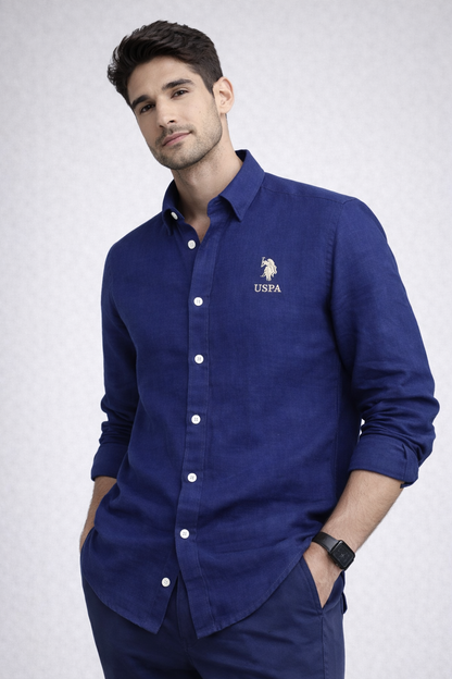 U.S. Polo Assn. Navy Blue Linen Shirt