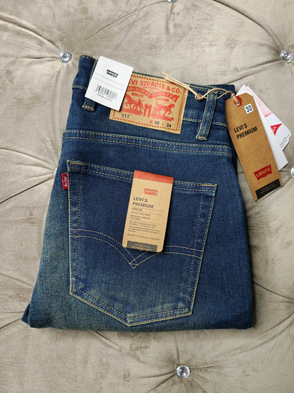 Levi's Mens 505 Mid Rise Straight Fit Cotton Stretch Blend Jeans